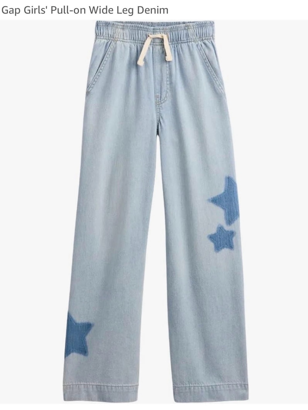 GAP Light Wash Wide-Leg Jeans with Blue Star Accents